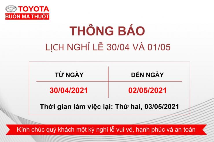 LỊCH NGHỈ LỄ 30.4 VÀ 01.05