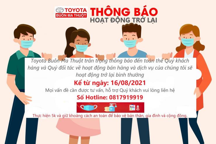 THÔNG BÁO HOẠT ĐỘNG TRỞ LẠI TỪ NGÀY 16/08/2021