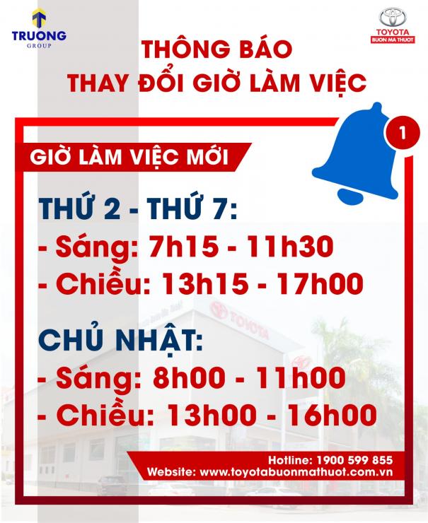 THÔNG BÁO THAY ĐỔI GIỜ LÀM VIỆC