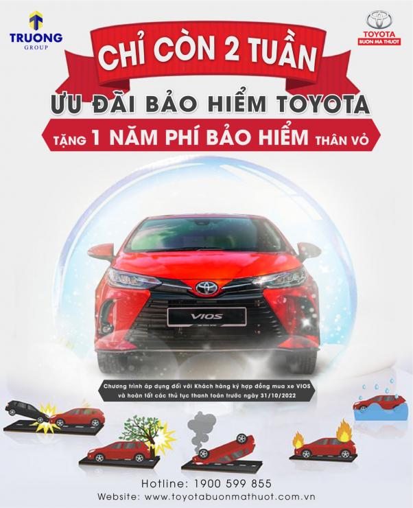 CHỈ CÒN 2 TUẦN ĐỂ HƯỞNG CHƯƠNG TRÌNH ƯU ĐÃI BẢO HIỂM TOYOTA