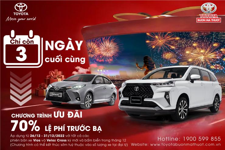 03 NGÀY CUỐI NHẬN ƯU ĐÃI LỆ PHÍ TRƯỚC BẠ CÙNG TOYOTA VIOS VÀ TOYOTA VELOZ CROSS VI VU ĐÓN TẾT 2023